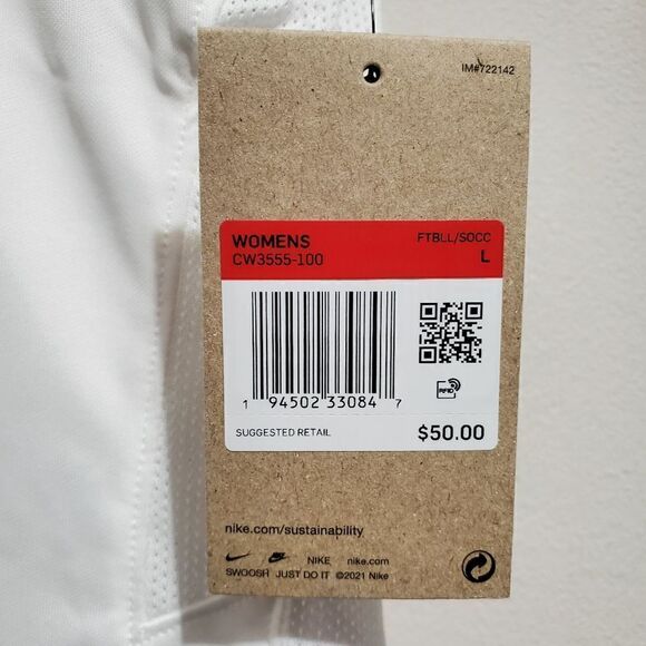 Nike Womens Sz L US Dry Strike II Short Sleeve Soccer Jersey White CW3555-100 - Picture 4 of 7